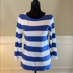 J Crew 100% Cotton Blue & White Stripe Top EUC